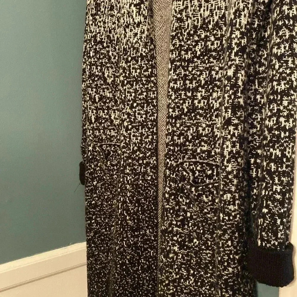 Athleta extra long black/white open cardigan - small - wool/cashmere blend - Picture 4 of 9